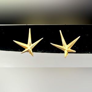 Vintage Gold Tome Starfish Screw Back Earrings